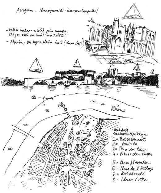Nine Pyramids illustration project: Avignon sketchbook page