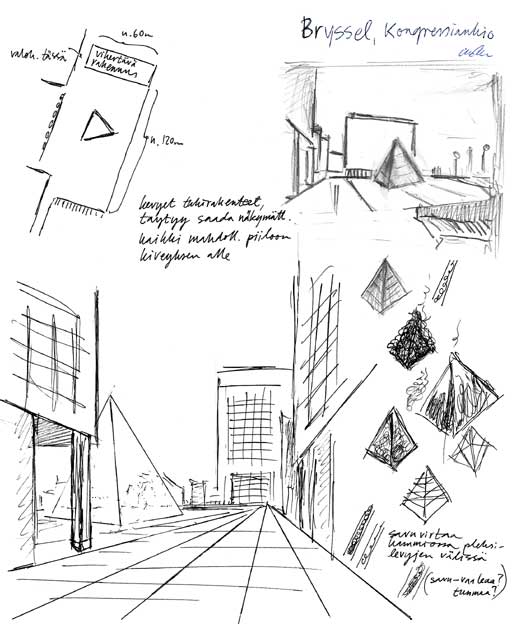 Nine Pyramids illustration project: Brussels sketchbook page