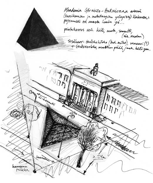 Nine Pyramids illustration project: Krakow sketchbook page