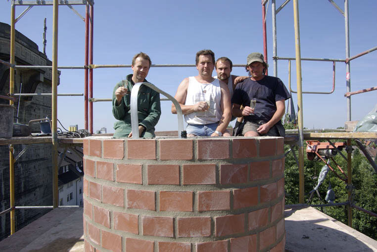 Jan Svenungsson, Jurgen Totzke, Alexander Hilse, Henrik Grams on top of The Ninth Chimney, Hamm 2008